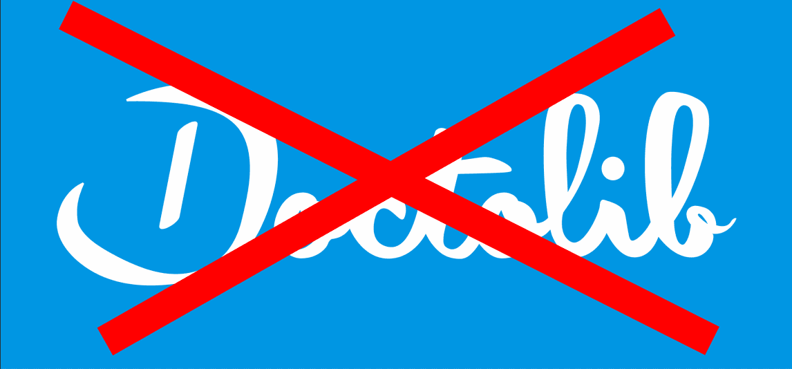 Illustration montrant le logo de DOctolib barré en rouge